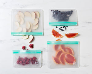 SNACK AND SANDWICH BAGS | SET OF 4 | AQUA | Planet E .