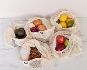 REUSABLE COTTON PRODUCE BAGS | SET OF 5 | Planet E .